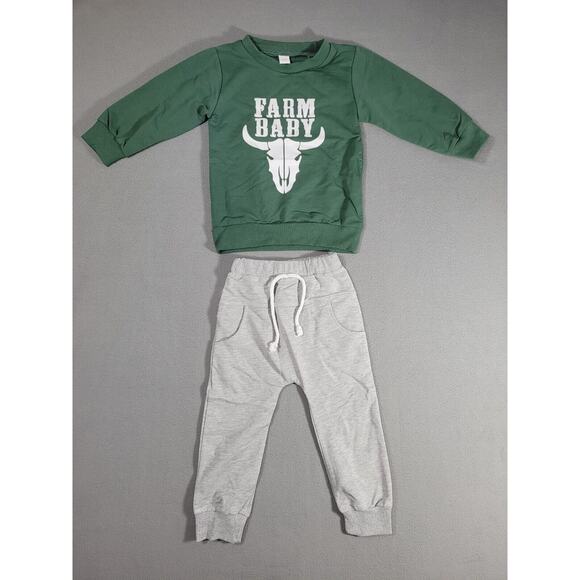 Toddler Baby Fall Winter Outfit Cow Print Sweatshirt Casual Pants 2pc Set 18-24M - Picture 4 of 10